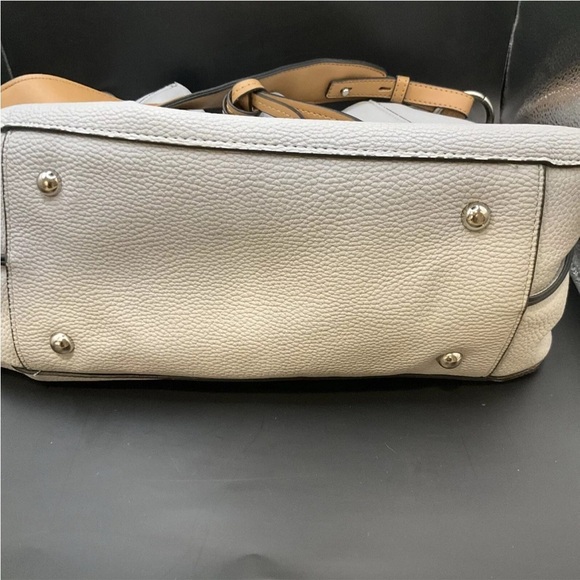 LONDON FOG Satchel Purse  Strap Hand Gray/Tan Pebbled - Picture 8 of 14